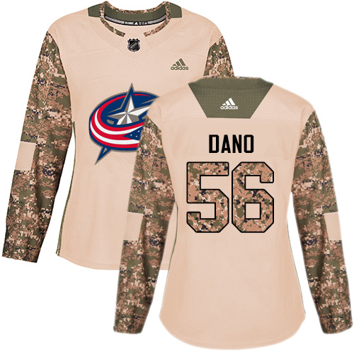 Adidas Blue Jackets #56 Marko Dano Camo Authentic 2017 Veterans Day Women's Stitched NHL Jersey